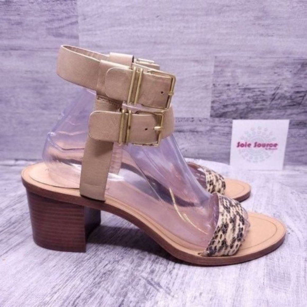 Pour La Victoire Dagny Double Ankle Wrap City Sandal Nude Snake Women's sz 10